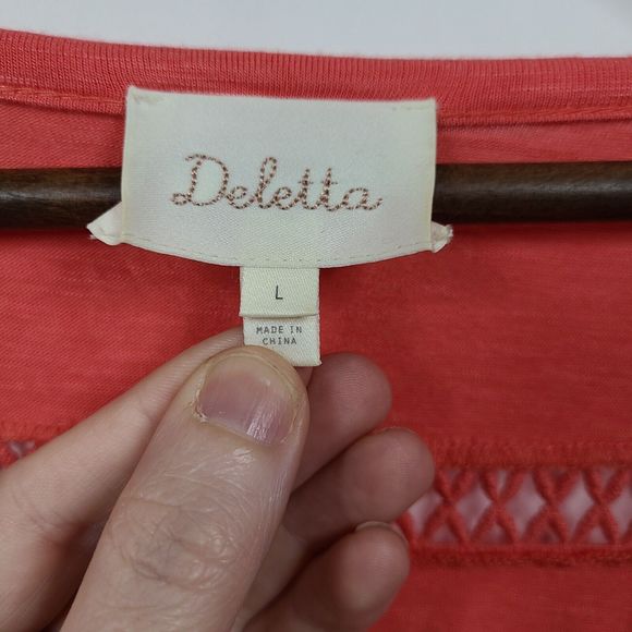 Daletta Anthropologie Orange Scoop Neck Short Sleeve Blouse Womens Large - Picture 3 of 5